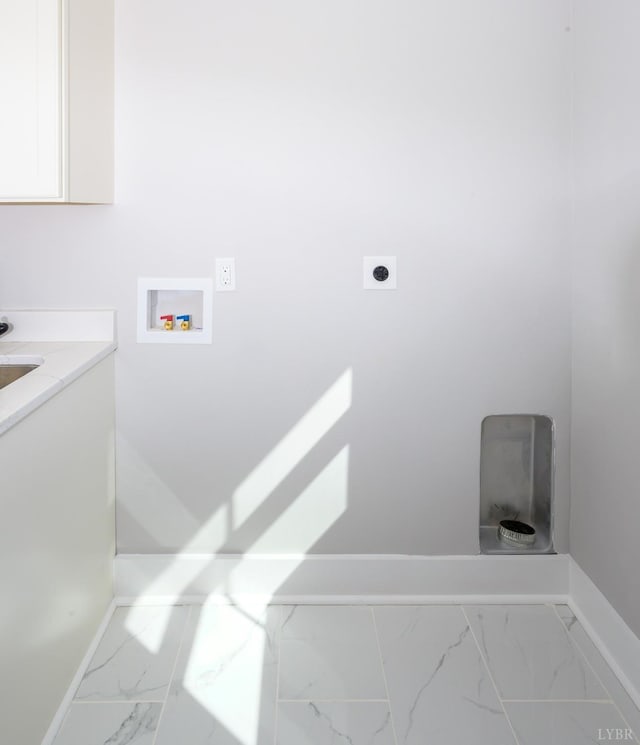 3936 Moorman Dr, Lynchburg, VA 24501 - laundry room with hookup for an electric dryer, hookup for a washing machine, marble finish flooring, and baseboards
