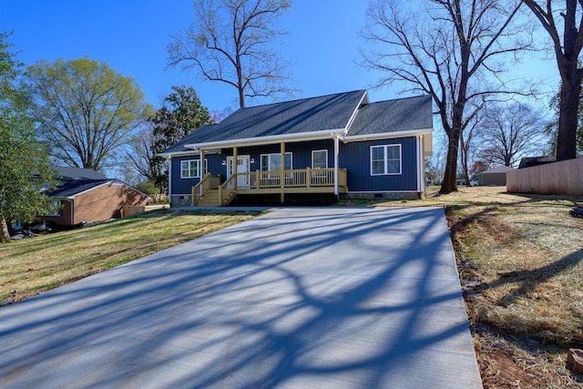 3936 Moorman Dr, Lynchburg, VA 24501 - view of front facade featuring a porch, crawl space, and roof with shingles