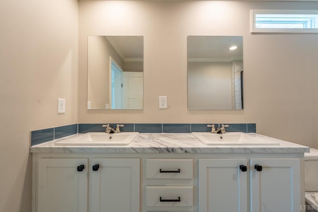 1381 Moccasin Path Trl, Huddleston, VA 24104 - full bath with a sink, ornamental molding, and double vanity