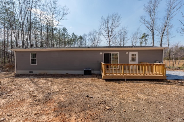 1381 Moccasin Path Trl, Huddleston, VA 24104 - back of house featuring crawl space, central AC, and a deck