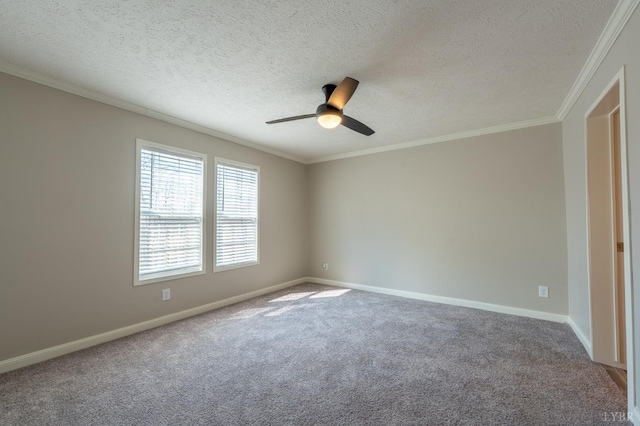 1381 Moccasin Path Trl, Huddleston, VA 24104 - spare room featuring crown molding, baseboards, a ceiling fan, and carpet flooring
