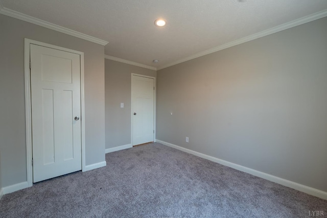 1381 Moccasin Path Trl, Huddleston, VA 24104 - unfurnished bedroom with crown molding, baseboards, carpet, and recessed lighting
