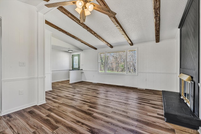 1330 Springfield Dr, Vinton, VA 24179 - unfurnished living room featuring wood finished floors, a ceiling fan, and a textured ceiling