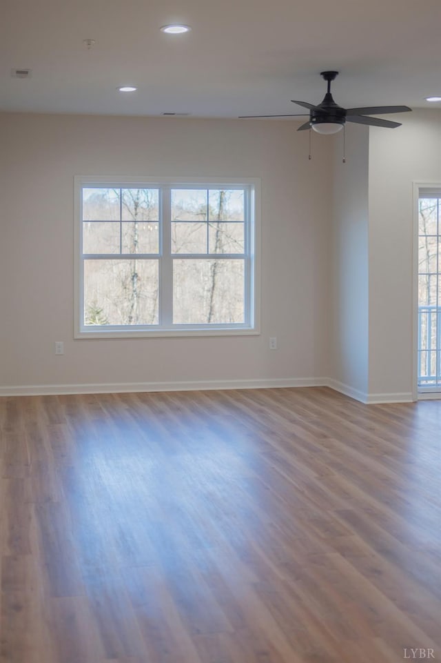 128 Brenleigh Ct Unit 102, Lynchburg, VA 24501 - unfurnished room with wood finished floors, baseboards, a ceiling fan, and recessed lighting