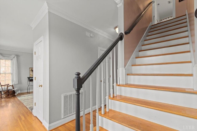 352 Wild Turkey Rd, Lynchburg, VA 24502 - stairs featuring crown molding and wood finished floors