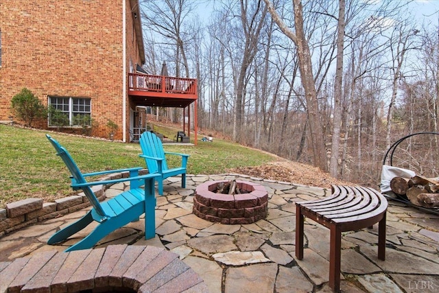 352 Wild Turkey Rd, Lynchburg, VA 24502 - view of patio with a fire pit and a wooden deck