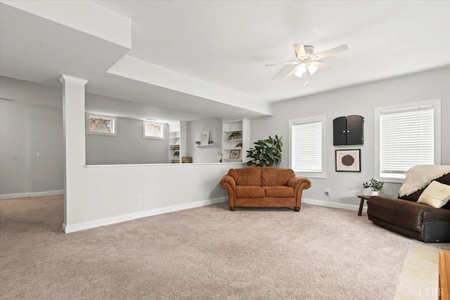 352 Wild Turkey Rd, Lynchburg, VA 24502 - carpeted living room with ceiling fan and healthy amount of natural light