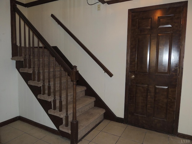 723 Custer Dr, Lynchburg, VA 24502 - stairs featuring tile patterned flooring and baseboards