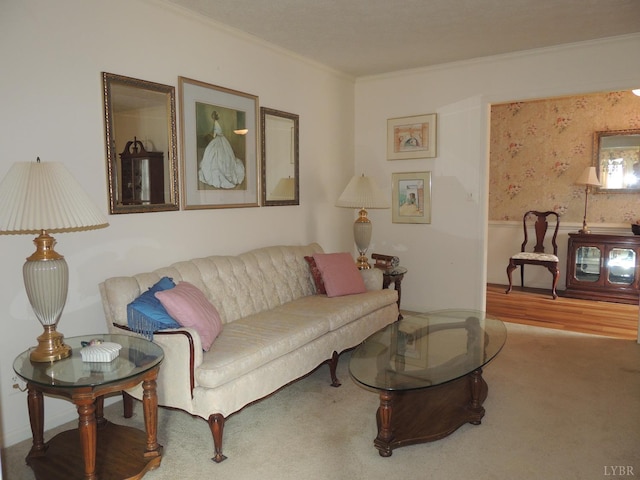 723 Custer Dr, Lynchburg, VA 24502 - carpeted living area featuring crown molding
