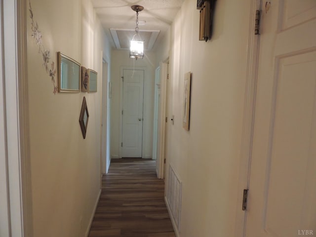 723 Custer Dr, Lynchburg, VA 24502 - corridor featuring dark wood-type flooring, baseboards, and visible vents