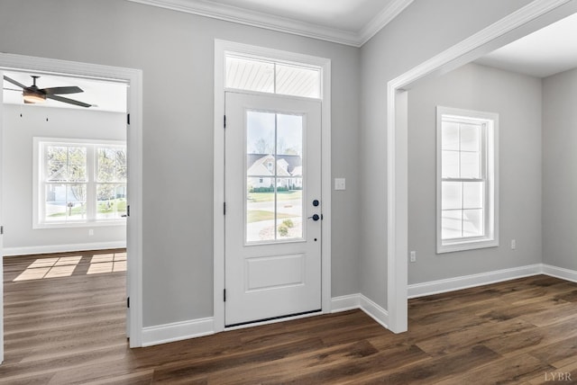117 Craftsman Way, Lynchburg, VA 24503 - entrance foyer with baseboards, ornamental molding, and dark wood-type flooring