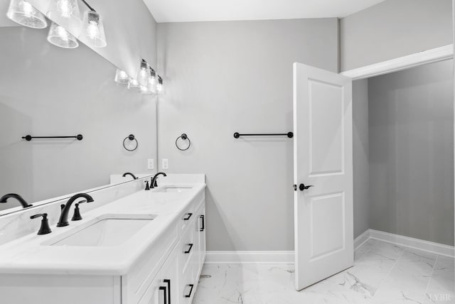 117 Craftsman Way, Lynchburg, VA 24503 - full bath featuring marble finish floor, baseboards, double vanity, and a sink