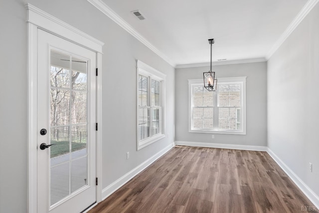 117 Craftsman Way, Lynchburg, VA 24503 - unfurnished dining area featuring plenty of natural light, baseboards, visible vents, and a notable chandelier