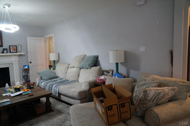 203 Marshall St, Brookneal, VA 24528 - living room with a chandelier and a high end fireplace