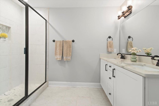 1031 Tori Ct, Forest, VA 24551 - full bathroom with double vanity, baseboards, and a stall shower