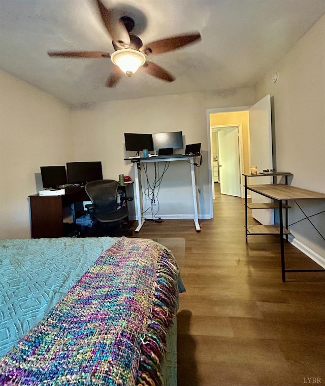 3101 Link Rd Unit 36, Lynchburg, VA 24503 - bedroom featuring baseboards, wood finished floors, an office area, and a ceiling fan