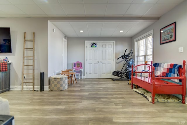 84 Jeter Ct, Lynchburg, VA 24501 - rec room with wood finished floors, a drop ceiling, baseboards, and recessed lighting