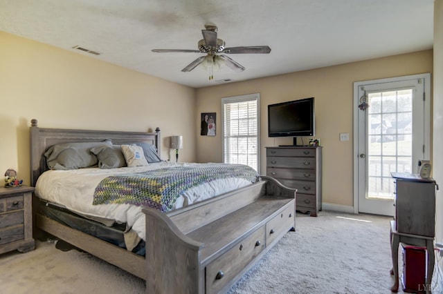 84 Jeter Ct, Lynchburg, VA 24501 - carpeted bedroom featuring access to exterior, baseboards, and a ceiling fan