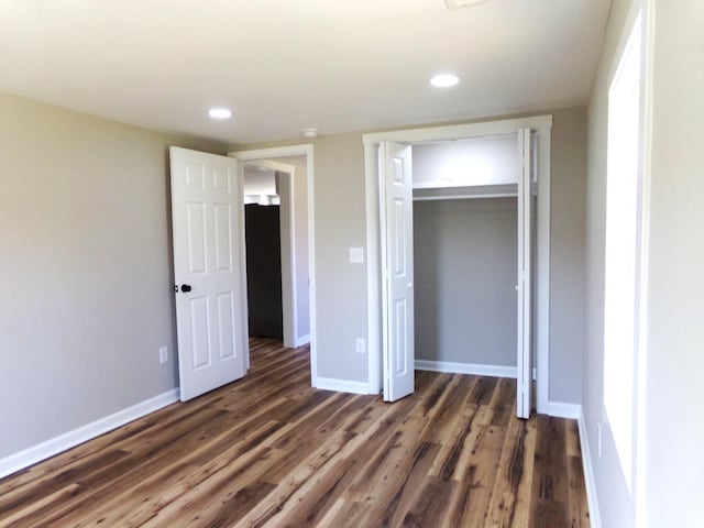 1021 Bowman Ln, Bedford, VA 24523 - unfurnished bedroom featuring wood finished floors, recessed lighting, baseboards, and a closet