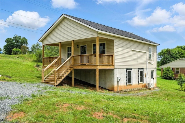 109 Ned Brown Rd, Amherst, VA 24521 - rear view of property with a lawn, a porch, stairway, and a shingled roof