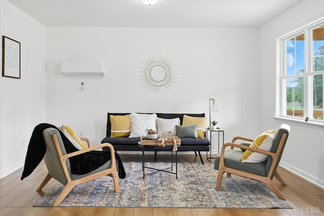 109 Ned Brown Rd, Amherst, VA 24521 - living room featuring a wall mounted AC and hardwood / wood-style floors