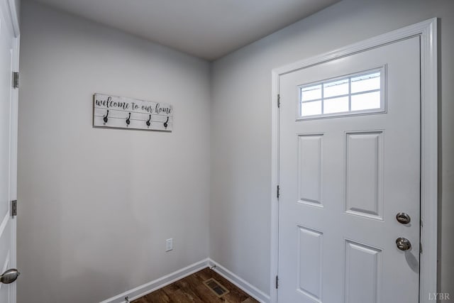 201 Thicket Dr, Lynchburg, VA 24501 - doorway with dark wood-style floors and baseboards