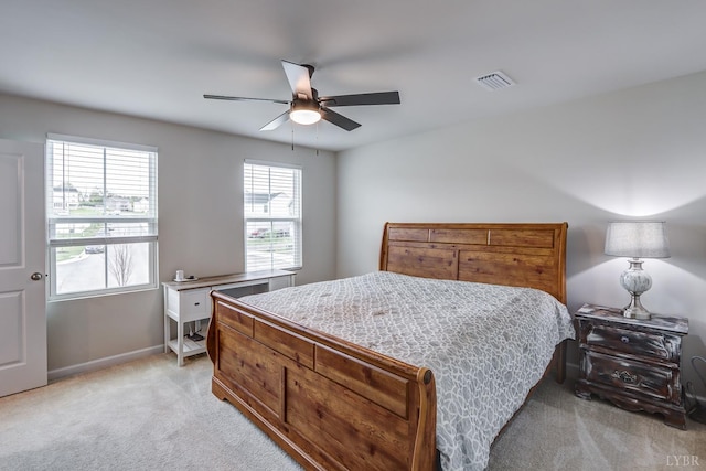 201 Thicket Dr, Lynchburg, VA 24501 - bedroom with light colored carpet, baseboards, and ceiling fan