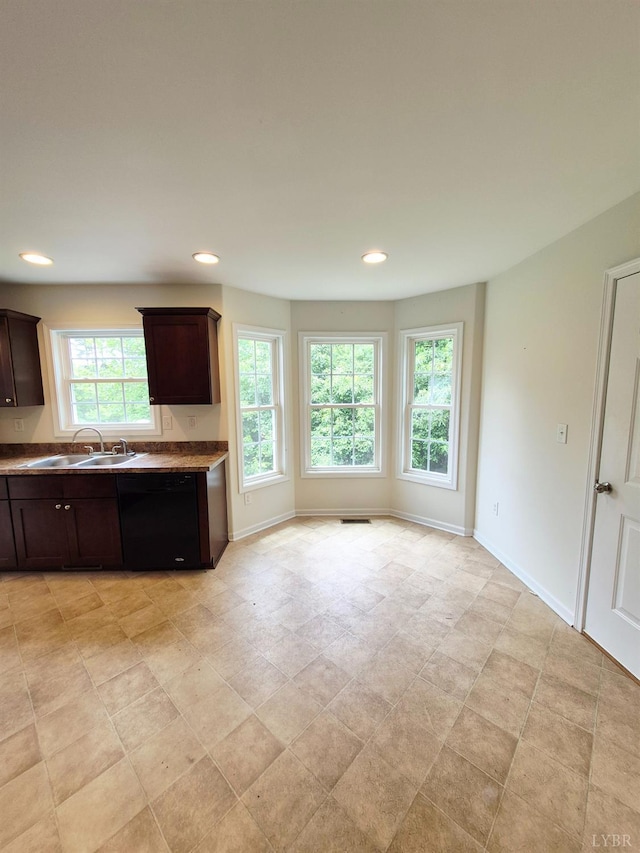 188 Oak Spring Ln, Madison Heights, VA 24572 - kitchen with dishwasher, dark brown cabinetry, and recessed lighting