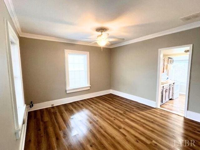 2024 Poplar St, Lynchburg, VA 24504 - unfurnished room featuring wood finished floors, ceiling fan, ornamental molding, and baseboards