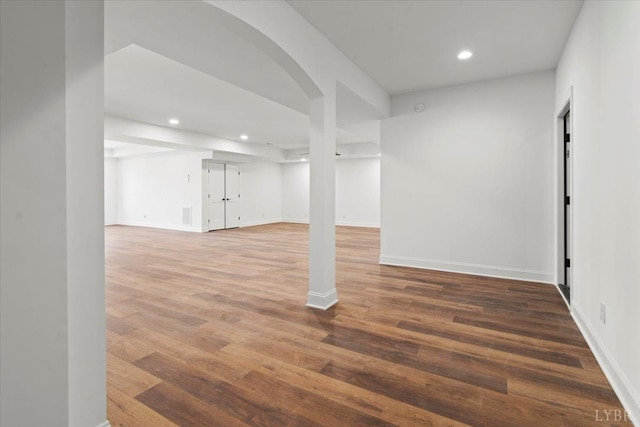 1148 Val Ter, Forest, VA 24551 - finished below grade area featuring arched walkways, wood finished floors, baseboards, and recessed lighting