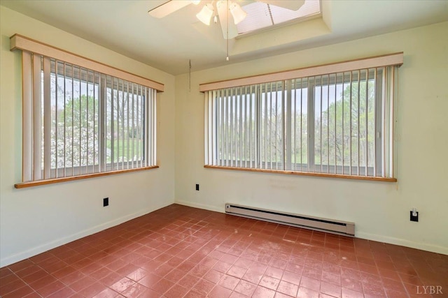123 Knollwood Dr, Hurt, VA 24563 - unfurnished room featuring a baseboard heating unit, healthy amount of natural light, ceiling fan, and baseboards