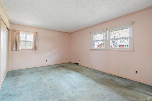 123 Knollwood Dr, Hurt, VA 24563 - carpeted spare room with ornamental molding, healthy amount of natural light, a textured ceiling, and baseboards