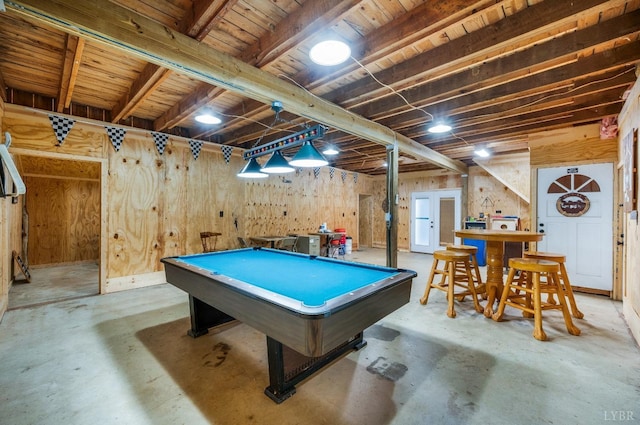 playroom featuring concrete floors and billiards table