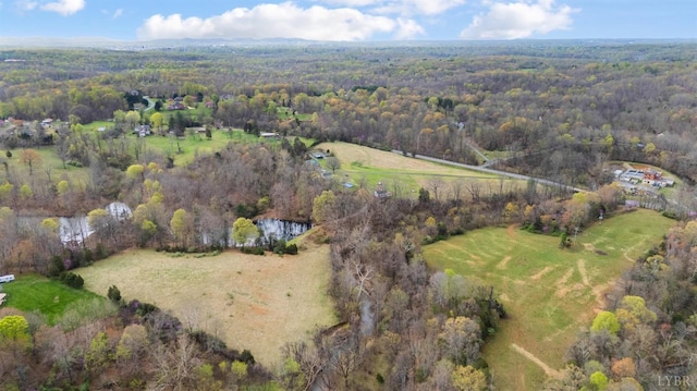 aerial overview of property's location with a forest