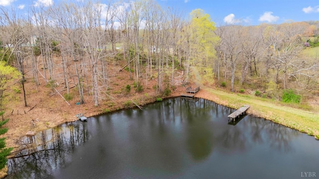 aerial view of property's location with a forest