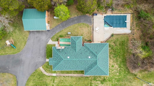 aerial view of a pool area