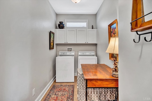 1062 Ivy Creek Dr, Forest, VA 24551 - laundry room featuring cabinet space, washer and clothes dryer, baseboards, and light wood-style floors