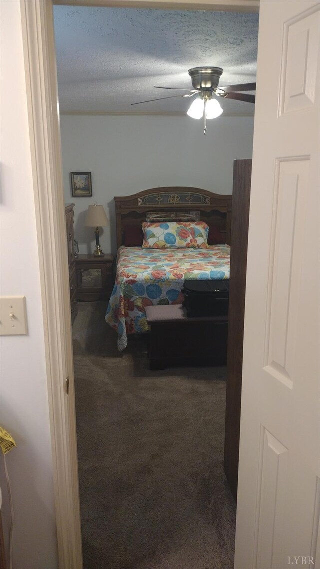 618 Prospect Rd, Hurt, VA 24563 - bedroom with ceiling fan, a textured ceiling, and carpet flooring