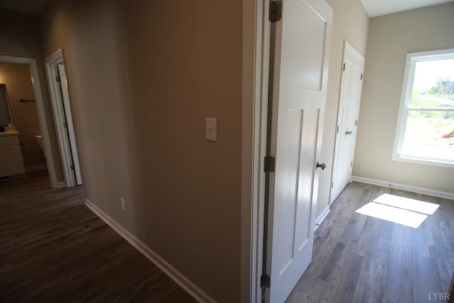 625 S St, Bedford, VA 24523 - hallway with dark wood-style floors and baseboards