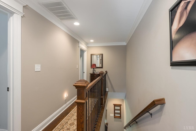1085 Tori Ct, Forest, VA 24551 - corridor featuring visible vents, baseboards, an upstairs landing, recessed lighting, and wood finished floors