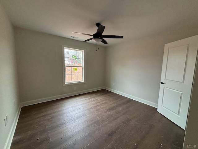 1026 Misty Mountain Rd, Lynchburg, VA 24502 - unfurnished room with ceiling fan, dark wood-style flooring, and baseboards