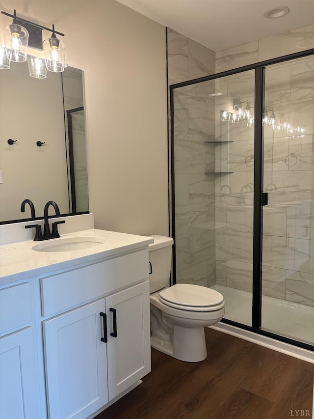 536 Leesville Rd Unit 301, Lynchburg, VA 24502 - bathroom featuring wood finished floors, vanity, and a stall shower