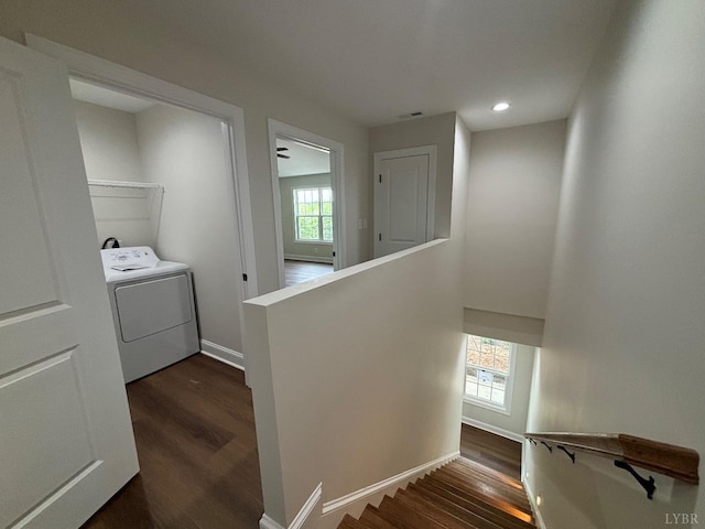 536 Leesville Rd Unit 301, Lynchburg, VA 24502 - laundry room with washer / dryer, dark wood-style flooring, and recessed lighting