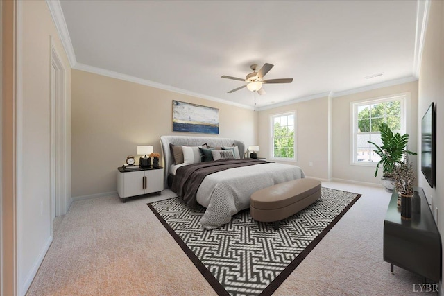 22 Lochwood Hill Dr, Goode, VA 24556 - bedroom with light carpet, baseboards, ornamental molding, and ceiling fan