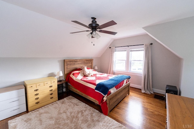 299 Alum Springs Rd, Lynchburg, VA 24502 - bedroom with wood finished floors, vaulted ceiling, and ceiling fan