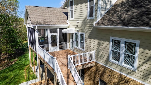 1310 Whispering Springs Ct, Forest, VA 24551 - deck with stairway and a sunroom
