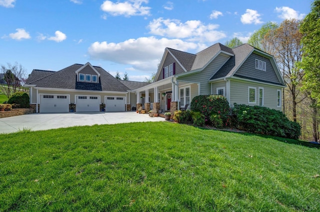 1310 Whispering Springs Ct, Forest, VA 24551 - view of front facade featuring a porch, an attached garage, a front yard, and concrete driveway