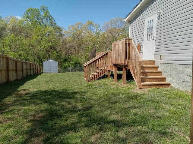 839 Cedar Gate Rd, Monroe, VA 24574 - fenced backyard with a storage shed and stairs