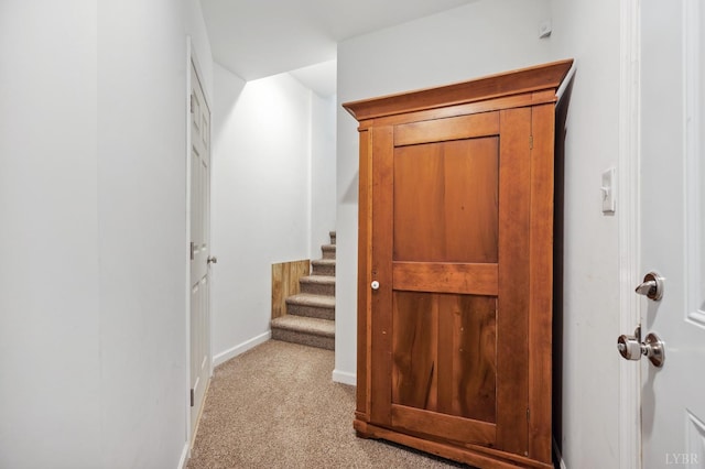 2236 Goode Station Rd, Goode, VA 24556 - hall with light colored carpet, baseboards, and stairway