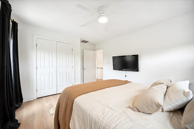 2236 Goode Station Rd, Goode, VA 24556 - bedroom with light wood finished floors, a closet, and ceiling fan